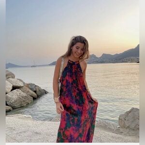 NWT_ZARA SS23 S WOMAN PRINTED BEADED MIDI DRESS MULTICOLORED | 6895/061